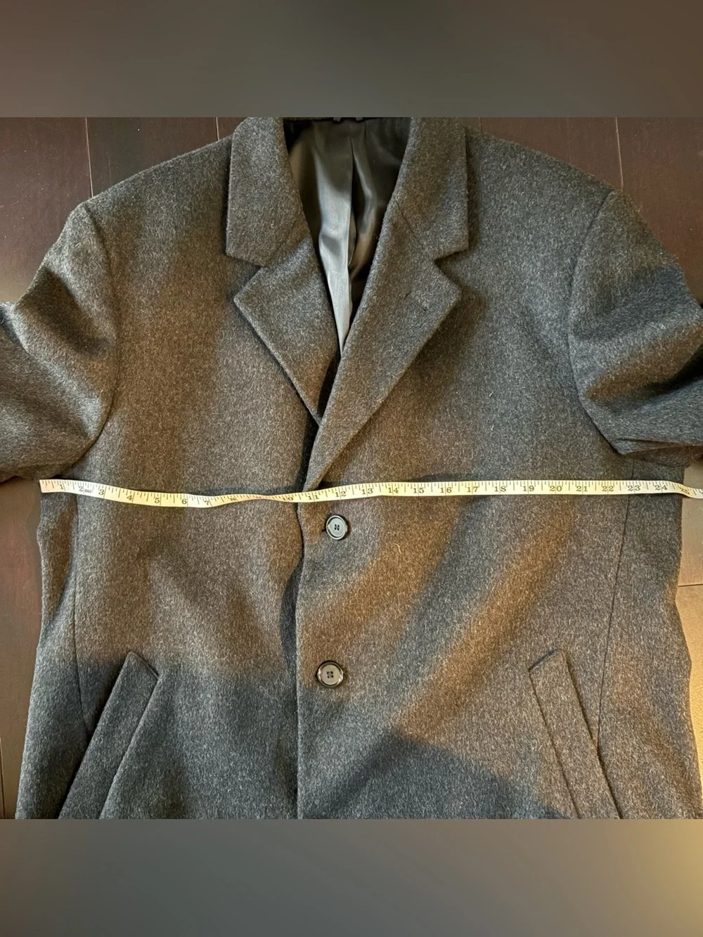 Vintage Alfani Men's Dark Charcoal Wool Pea Coat